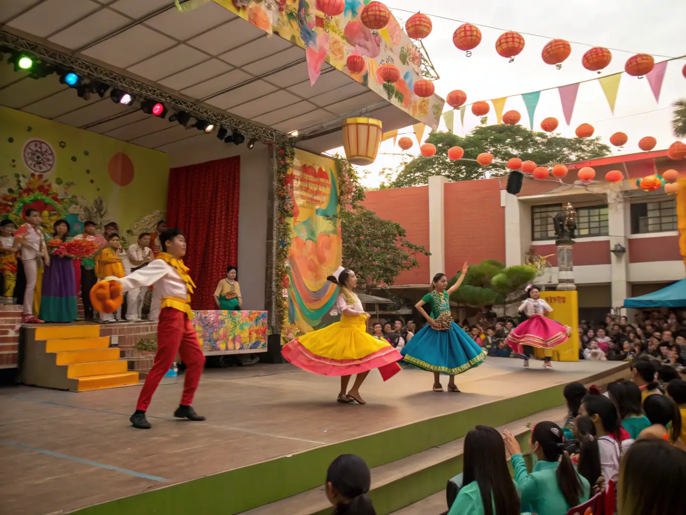 A photograph capturing a live performance during a cultural festival, highlighting the energy and vibrancy of community celebrations.